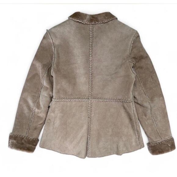 Vintage Genuine Suede Tan Boho Patchwork Womans Zip Faux Fur Lined Jacket Coat S - Picture 7 of 7